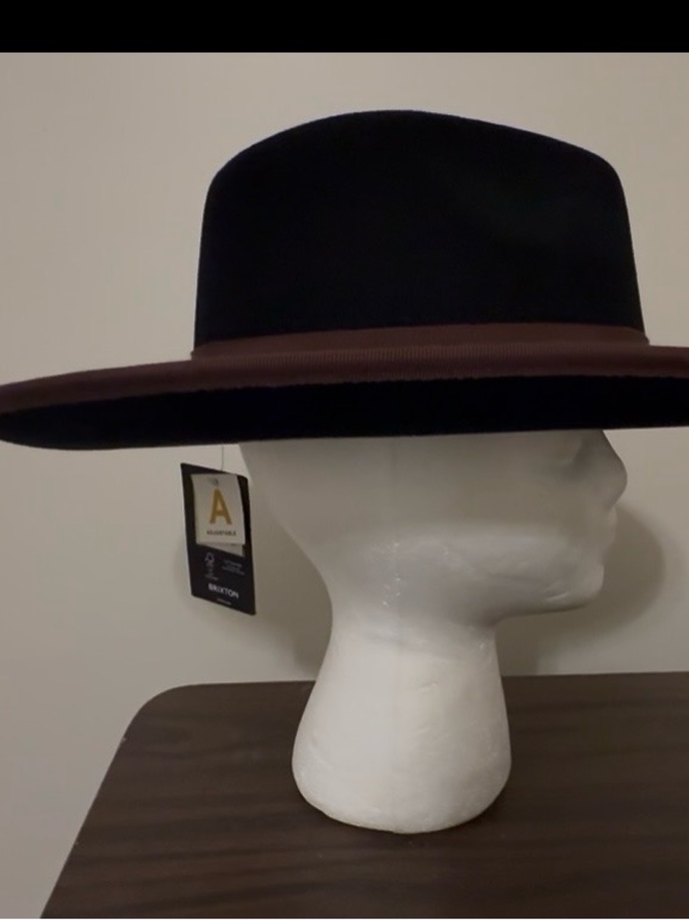 Brixton Reno Fedora, blk/brown, adjustable, NWT.
